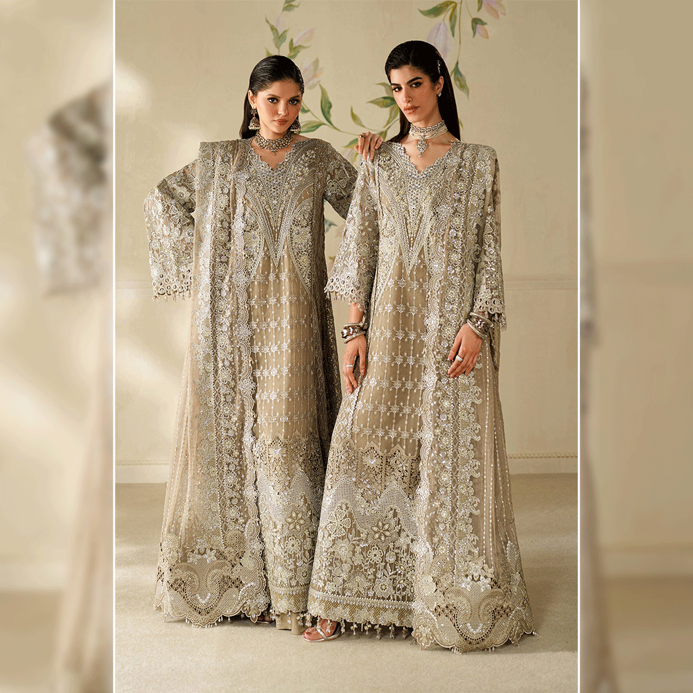 BAROQUE - Embroidered Chiffon Beige
